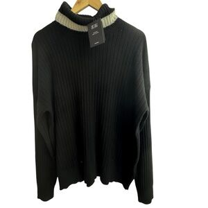 Naadam Men's NWT Cashmere Turtleneck Sweater Varsity Sweater SZ Large So Soft